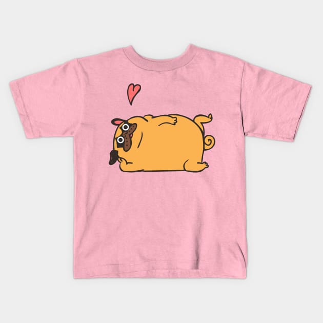 Rub My Belly Pug Kids T-Shirt by huebucket